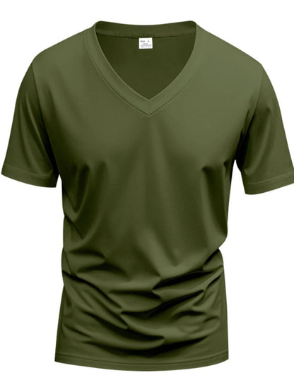 Men'S Full Size V-Neck Short Sleeve T-Shirt plus Size