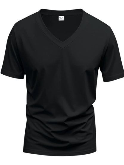 Men'S Full Size V-Neck Short Sleeve T-Shirt plus Size
