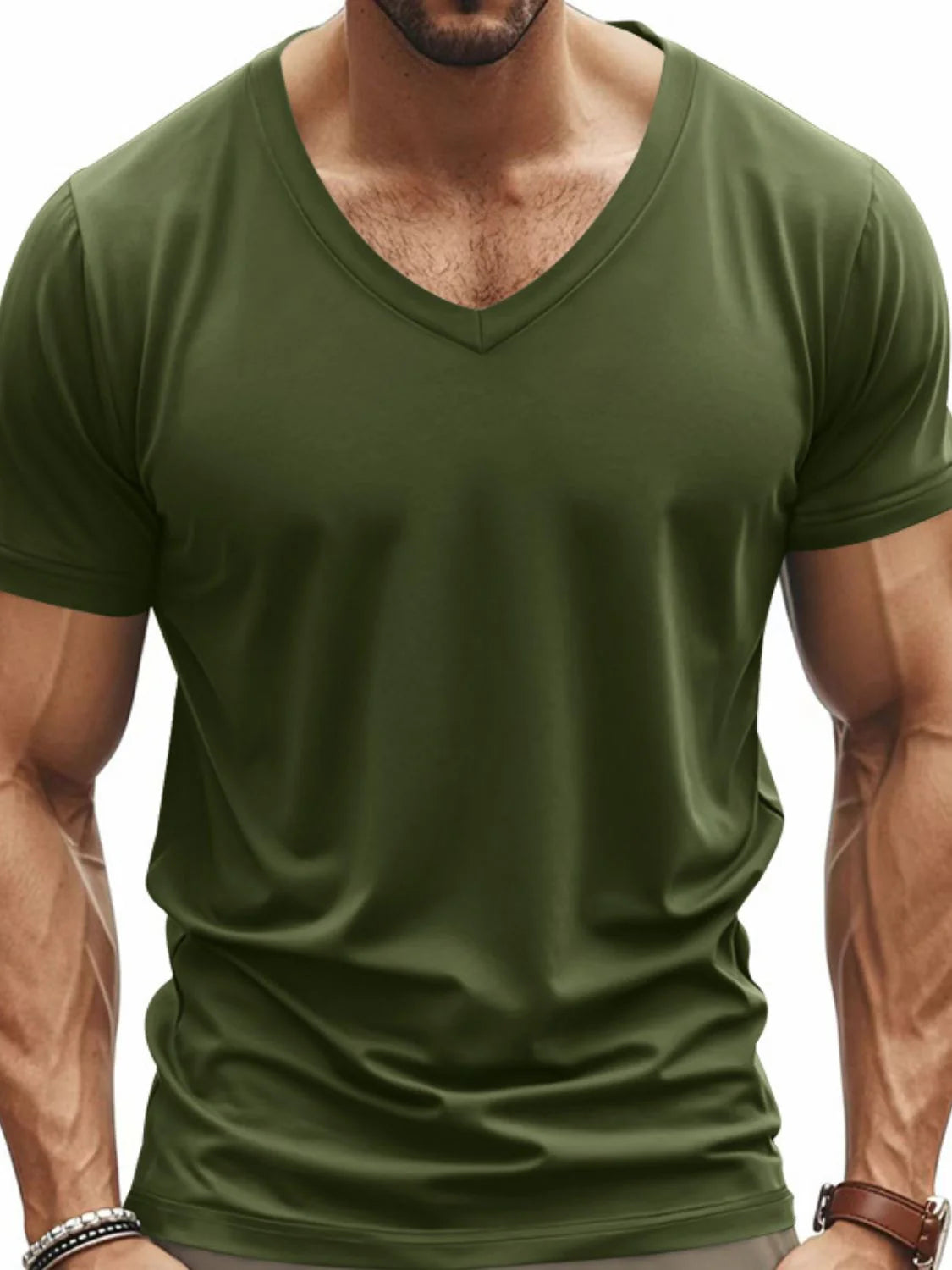 Men'S Full Size V-Neck Short Sleeve T-Shirt plus Size
