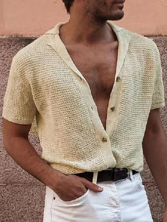 Men'S Full Size Button down Short Sleeve Shirt plus Size