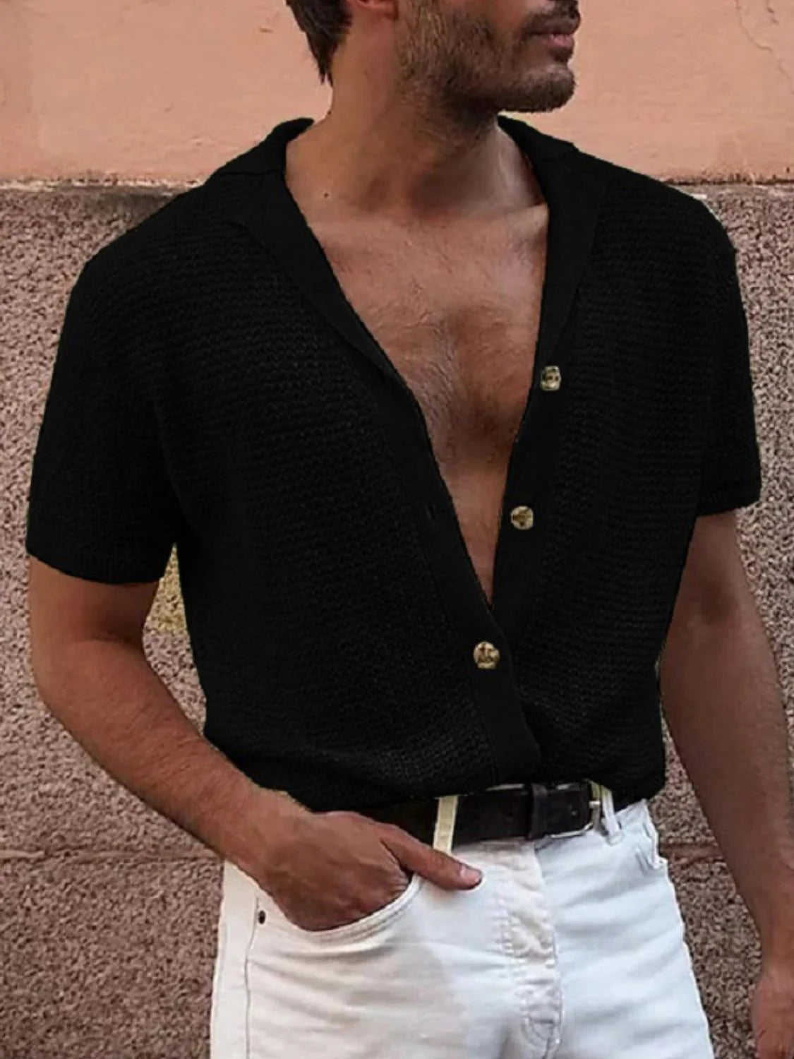 Men'S Full Size Button down Short Sleeve Shirt plus Size