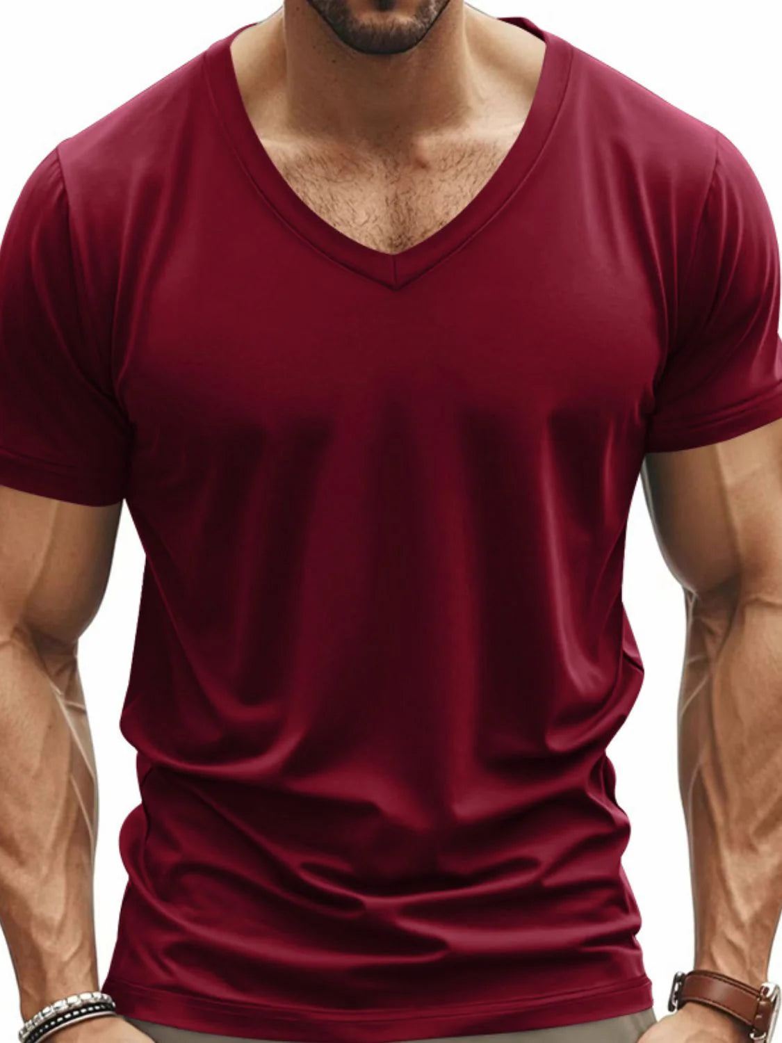 Men'S Full Size V-Neck Short Sleeve T-Shirt plus Size