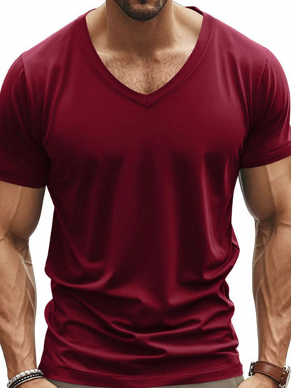 Men'S Full Size V-Neck Short Sleeve T-Shirt plus Size
