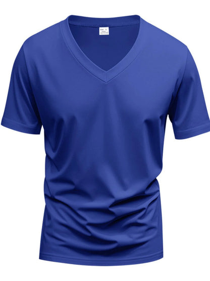 Men'S Full Size V-Neck Short Sleeve T-Shirt plus Size