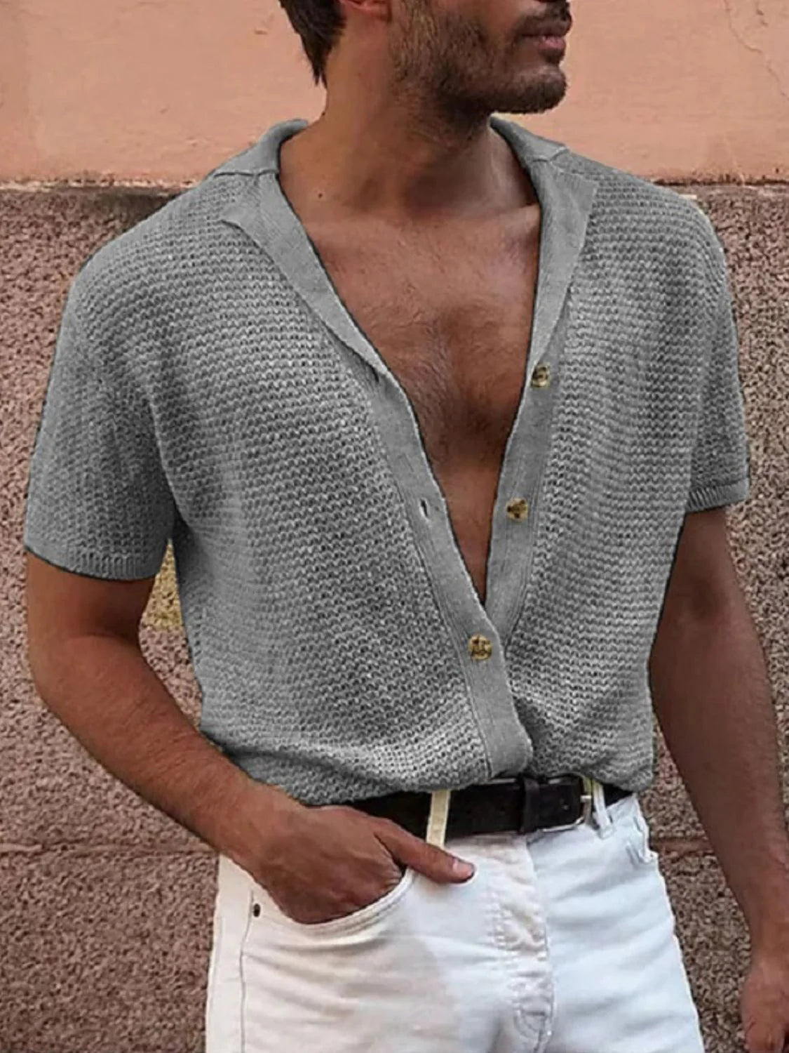 Men'S Full Size Button down Short Sleeve Shirt plus Size